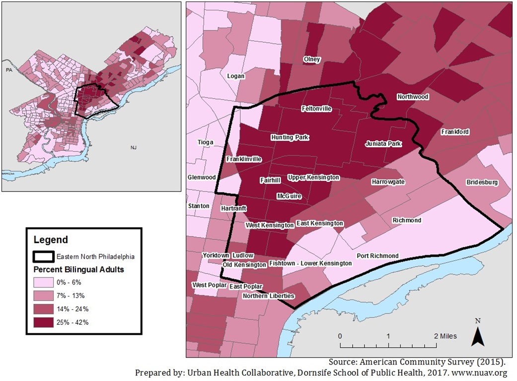 FIGURE 5: Bilingual Individuals in Eastern North Philadelphia by Census Tract 
